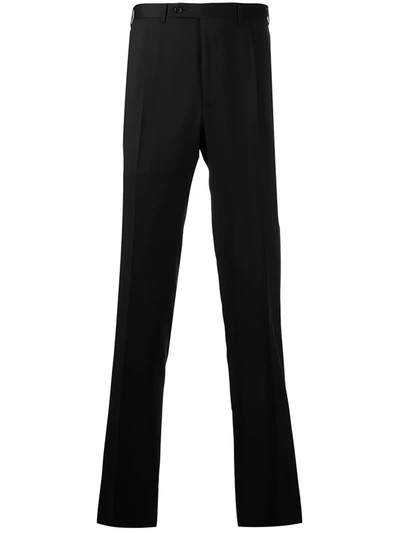 Canali Slim-cut Tailored Wool Trousers In Black