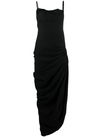 Jacquemus Ruched Evening Gown In Black