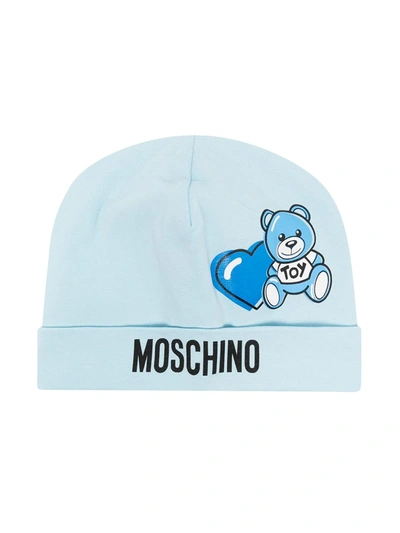 Moschino Babies' Toy Bear Beanie In Blue