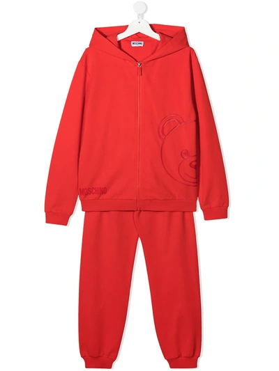 Moschino Teen Teddy Bear Tracksuit In Red