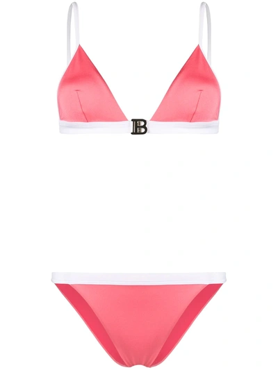 Balmain Triangle Two-piece Bikini In Pink