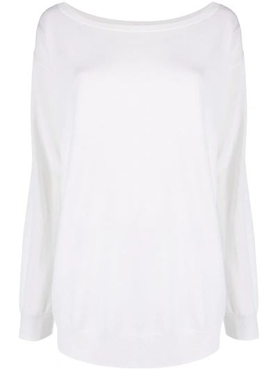 P.a.r.o.s.h Lipster Wool Sweater With Boat Neckline In White