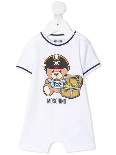 Moschino Babies' Pirate Teddy Bear Romper In 白色