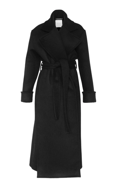 Studio Amelia Equinox Blanket Wool Cashmere Blend Coat In Black