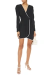 Philosophy Di Lorenzo Serafini Wrap-effect Scalloped Crepe De Chine Mini Dress In Black