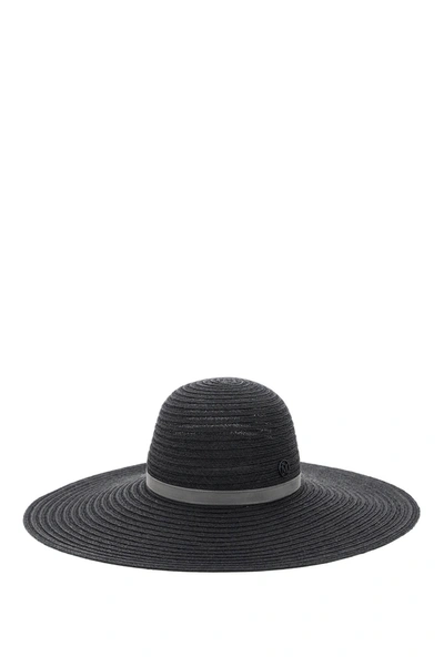 Maison Michel Blanche Woven Hemp Hat In Black,grey