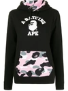 A BATHING APE LOGO印花口袋连帽衫