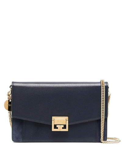 Givenchy Gv3 Goatskin Clutch With Chain In Blue