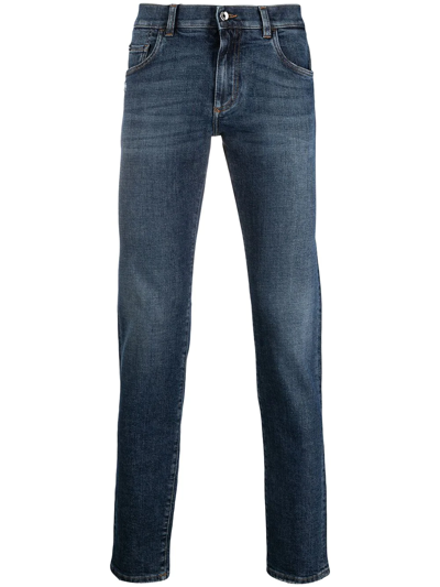 Dolce & Gabbana Washed Mid-rise Slim-leg Jeans In Multicolour