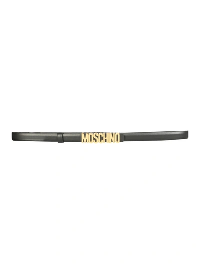 Moschino Belt With Mini Lettering Logo In Black