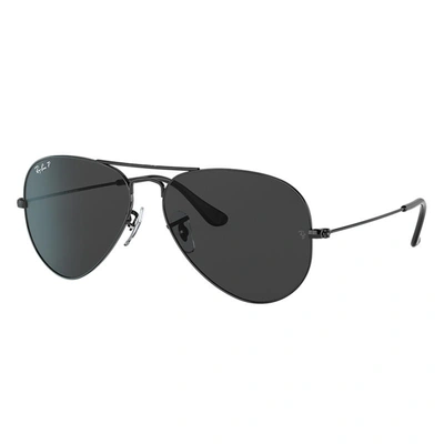 Ray Ban Aviator Total Black Sunglasses Black Frame Black Lenses Polarized 58-14