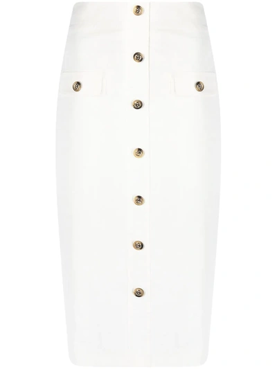 Pinko Button-up Pencil Skirt In White