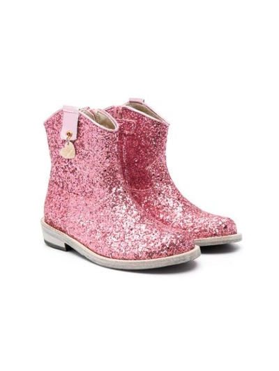 Monnalisa Kids' Pink Glitter Western Boots