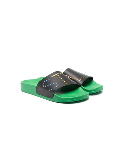 Stella Mccartney Teen Logo Slide Sandals In Multi