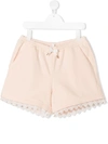 CHLOÉ TEEN EMBROIDERED TRIM SHORTS