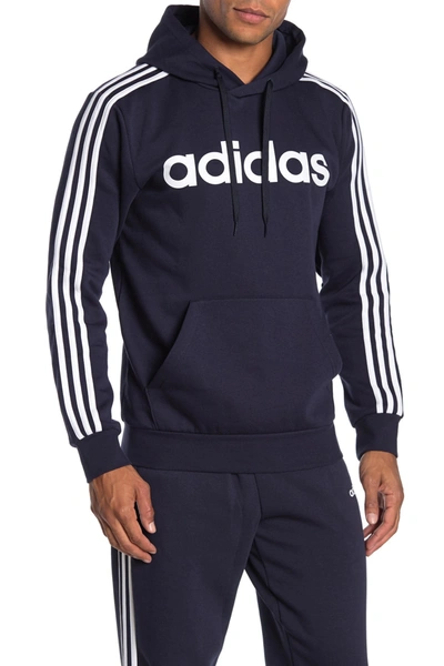 Adidas Originals Adidas Men's Essentials 3-stripes Fleece Logo Hoodie In Legend Ink/white