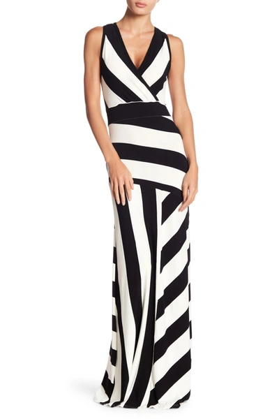 Go Couture Sleeveless Maxi Stripe Dress In Black White Colorblock
