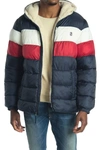 Izod Faux Shearling Lined Quilted Jacket In Navy