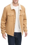 Levi's Corduroy Faux Shearling Lined Trucker Jacket In Tan