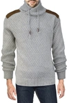 X-RAY SHAWL COLLAR SWEATER WITH FAUX LEATHER PIECING,613053364960