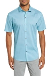 Zachary Prell Ehlinger Regular Fit Short Sleeve Button-up Sport Shirt In Aqua