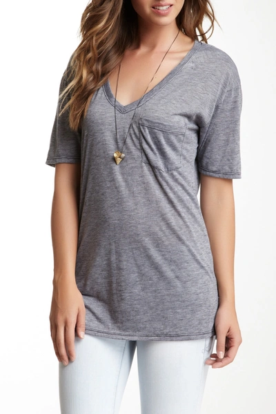 Go Couture Slub V-neck Pocket T-shirt In Charcoal