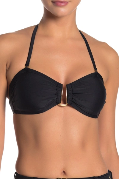 Nicole Miller Bandeau Halter Neck Bikini Top In Black