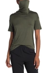 Max & Ash 2-in-1 Adult Face Mask Slouchy T-shirt In Olive Gree