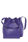 Lancaster Matte Smooth Leather Bucket Bag & Pouch In Purple