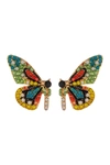 Eye Candy Los Angeles Flutter Green Crystal Butterfly Earrings In Multicolored