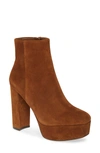 Vince Camuto Leslieon Square Toe Platform Boot In Vintage Brown Suede