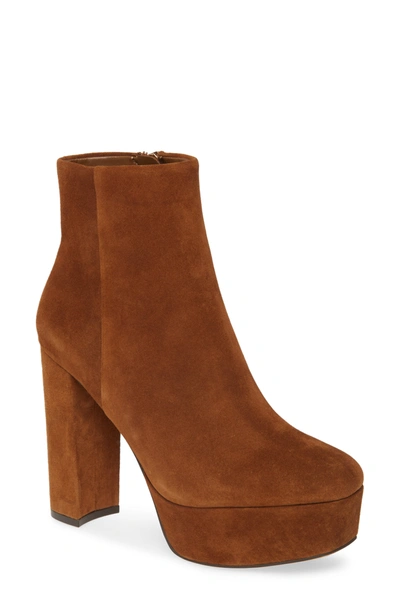 Vince Camuto Leslieon Square Toe Platform Boot In Vintage Brown Suede