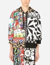 DOLCE & GABBANA JERSEY HOODIE WITH PATCHWORK PRINT