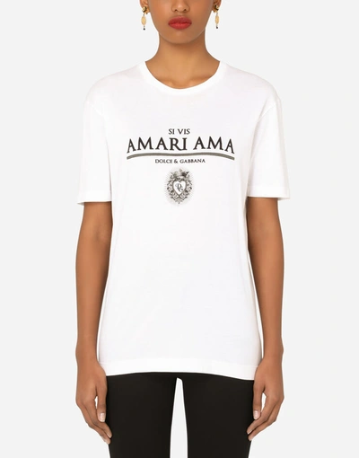 Dolce & Gabbana Jersey T-shirt With Si Vis Amari Ama Print