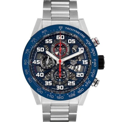 Pre-owned Tag Heuer Blue Stainless Steel Carrera Red Bull Racing Car2a1k Men's Wristwatch 45 Mm
