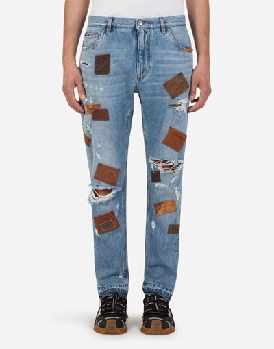 Dolce & Gabbana Loose Jeans With Rips And Multiple Patches