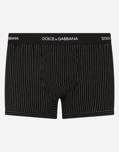 Dolce & Gabbana Pinstriped Stretch-cotton Boxer Briefs In Multicolor