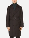 DOLCE & GABBANA CAMOUFLAGE WOOL JACQUARD TRENCH COAT