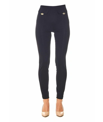 Versace Leggings With Logo Buttons In Black