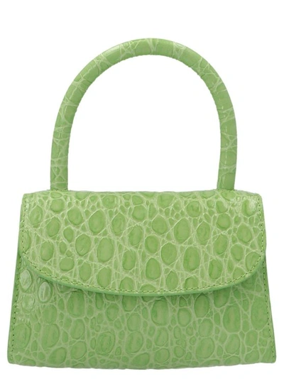 By Far Mini Croco Print Handbag In Green