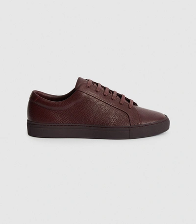 Reiss Tumbled Leather Sneakers In Pomegranate