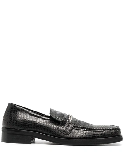 Martine Rose Snakeskin-effect Leather Loafers In Black
