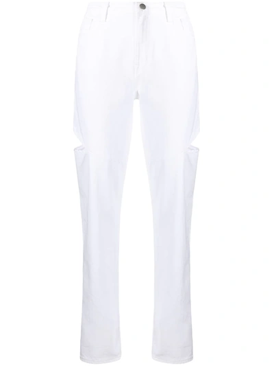 J Brand Side-slit Straight Jeans In White