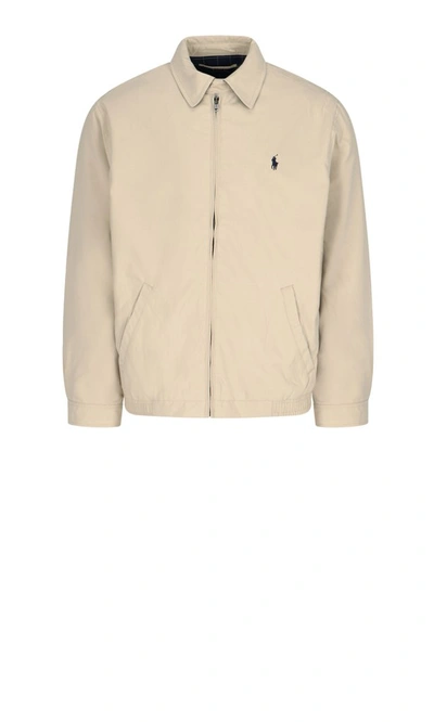 Polo Ralph Lauren Logo Embroidered Jacket In Beige
