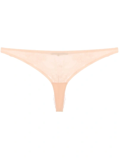 Stella Mccartney Floral Lace Thong In Neutrals