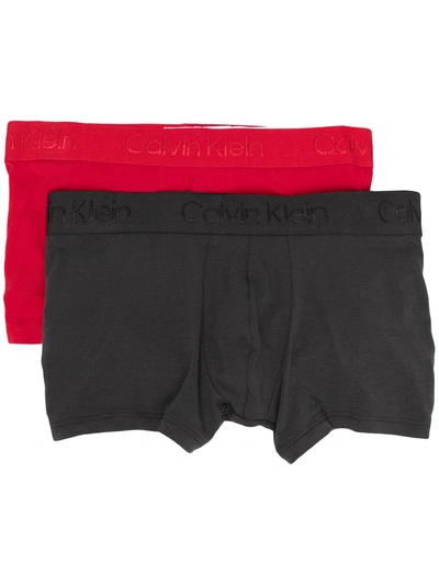 Calvin Klein Underwear 2 Pack Stretch-cotton Trunks In Red
