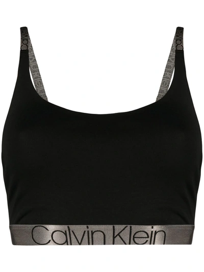 Calvin Klein Underwear Two-tone Logo-print Bra In Black