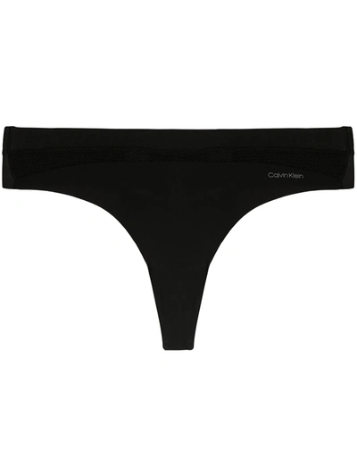 Calvin Klein Underwear Invisibles Cotton Thong In Black