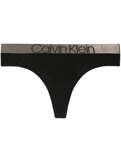 Calvin Klein Underwear Logo Waistband Thong In Black
