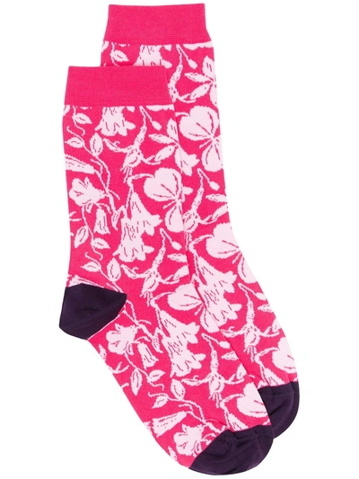 Paul Smith Floral Pattern Socks In Pink